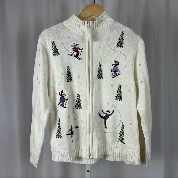 Traditions Medium Ramie Cotton Embroidered Winter Snow Skiing Ice Skate Jacket - Picture 1 of 8